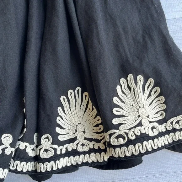 French Connection Black Ivory Linen Blend Embroidered Sweetheart Halter Dress 6 - Picture 7 of 9